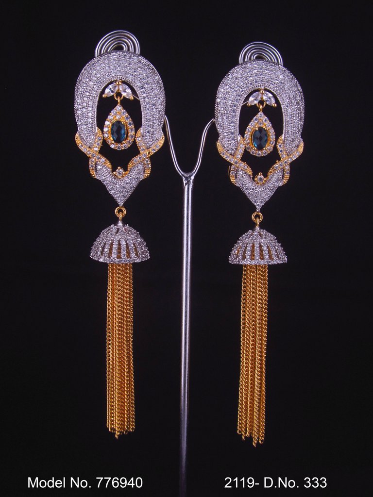 Cz Designer Long Earrings