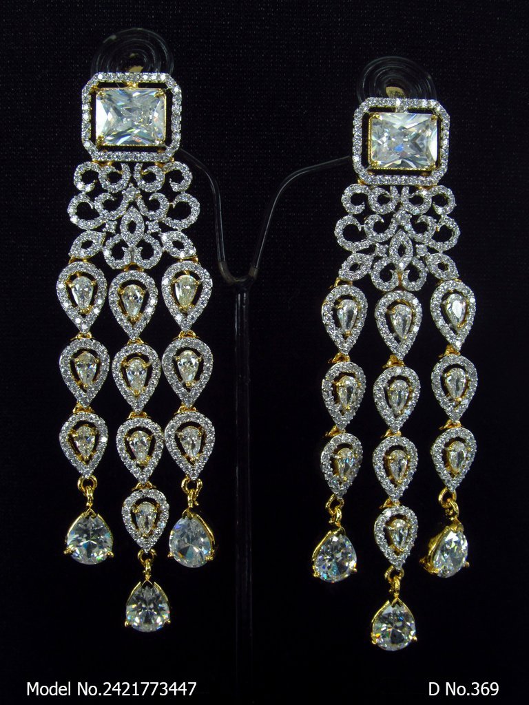 Jewels Galaxy Luxuria Elegant Delicate Florets Design AD Gold Plated Chain  Drop Earrings Jewellery For Women & Girls (FMYN-ERG-9634) : Amazon.in:  Fashion