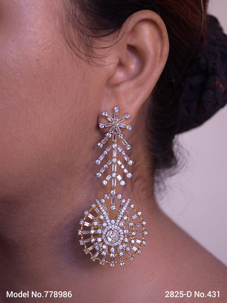 Light Weight Diamond Earrings Design Ruby White Dazzling Imitation Jewellery  ER23755