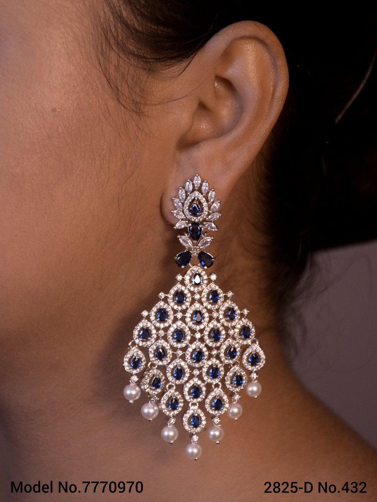 Cz Designer Long Earrings