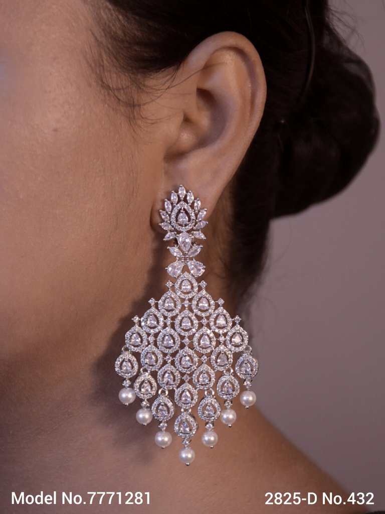 Indian Fashions - Earrings | Big Size Cz Earrings | American Diamond  Earrings