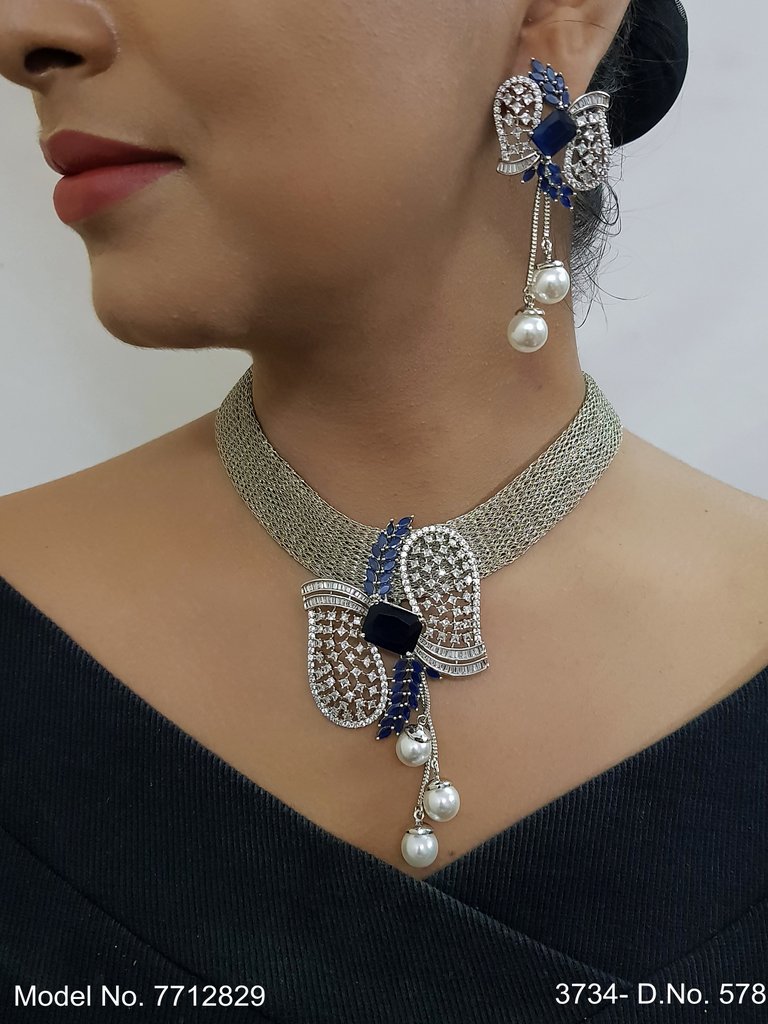 American Diamond Pendant Set