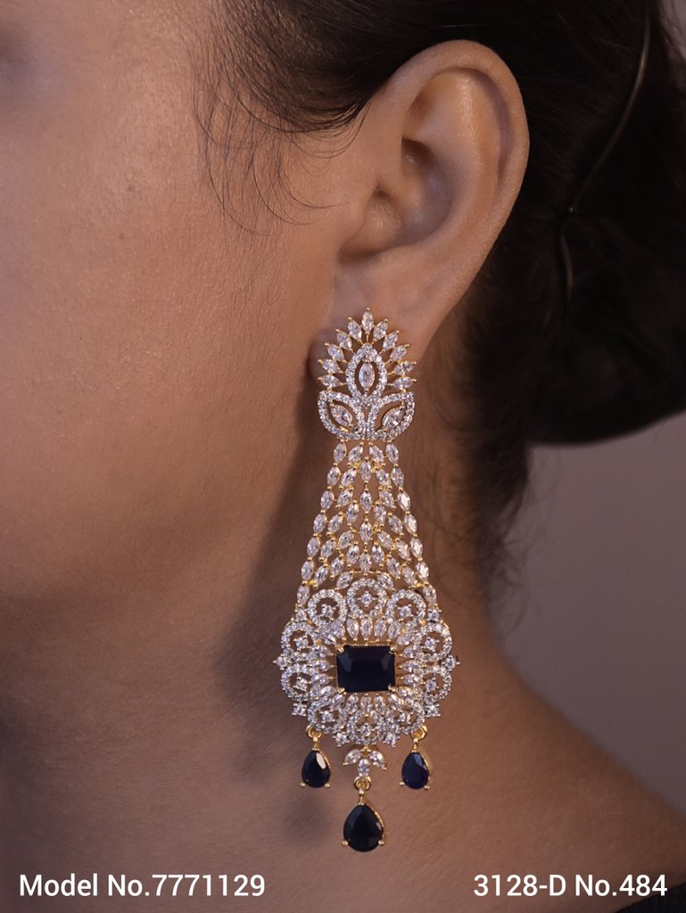 Cz Designer Long Earrings