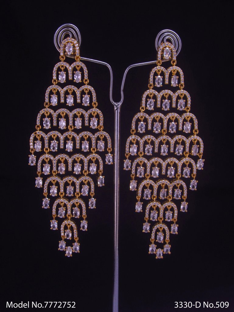 Cz Designer Long Earrings