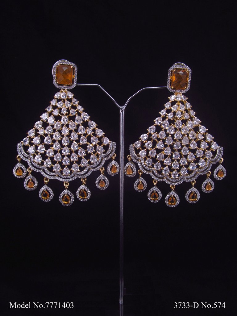 Cz Designer Long Earrings