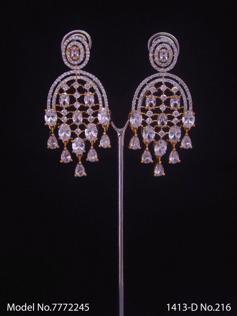 Cz Designer Long Earrings