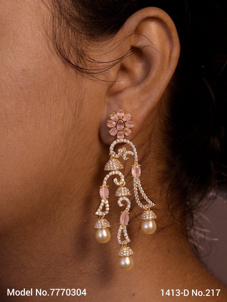 Cz Designer Long Earrings