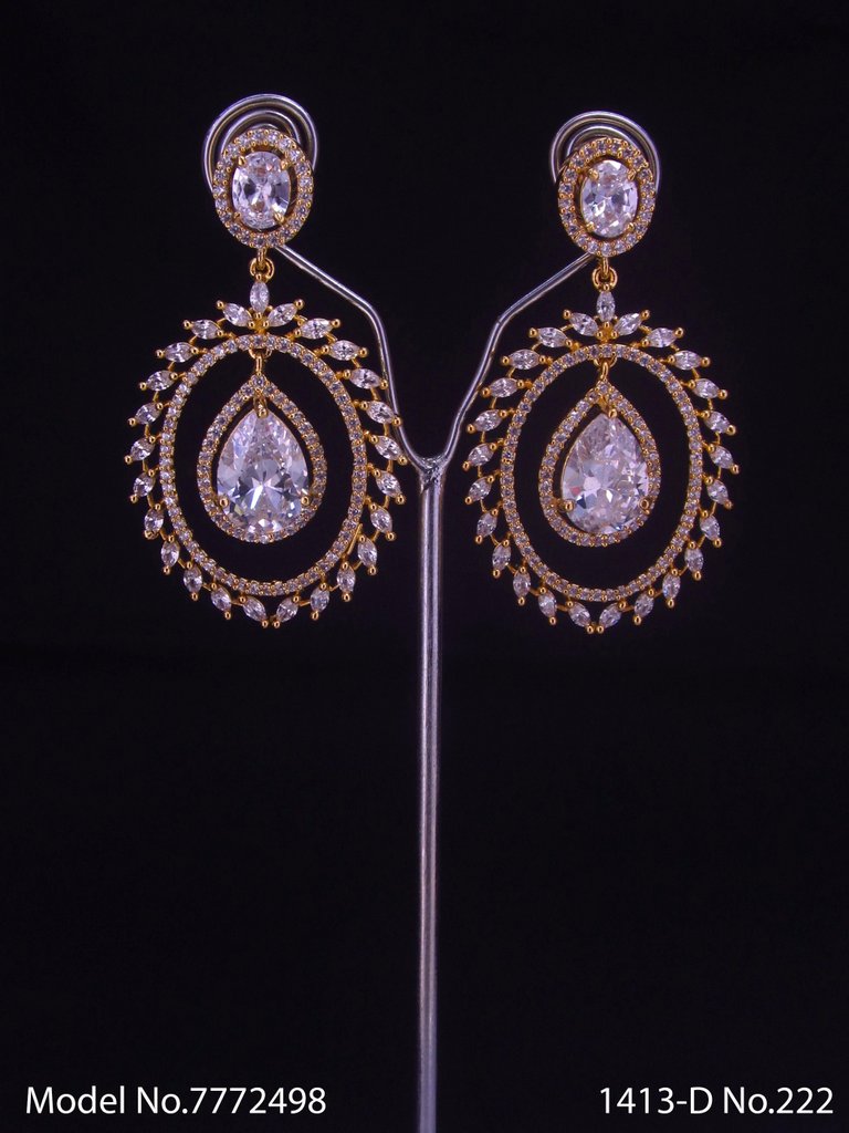 Cz Designer Long Earrings