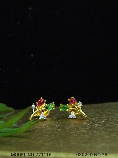 Ear jacket stud with original Zircon stone
