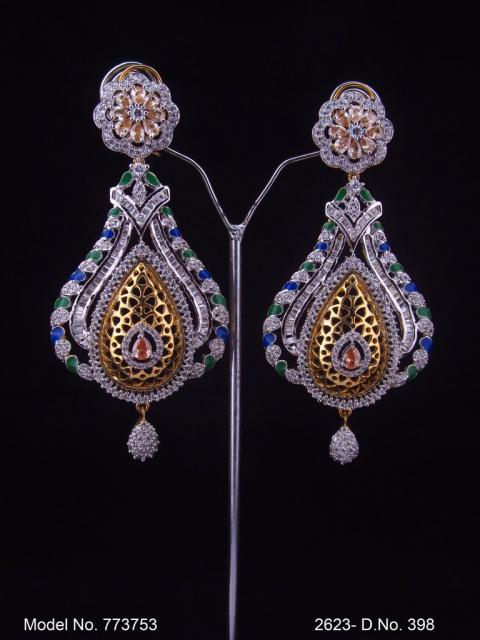 Cz Designer Long Earrings