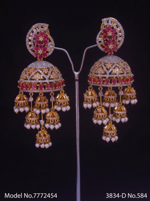 CZ Jhumka Earrings
