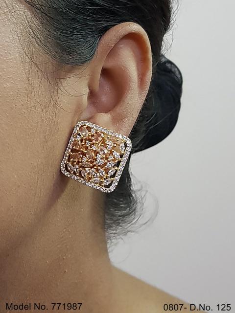 Cubic Zirconia Party Wear Studs Fashion Jewelry