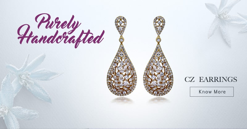 Purely Handcrafted Cubic Zirconia Small Earrings